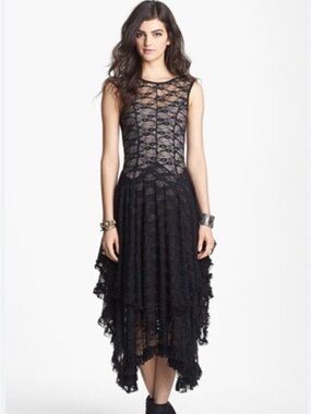 Free People Black Lace Boho Dress